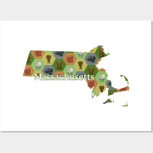 Massachusetts State Map Board Games Posters and Art